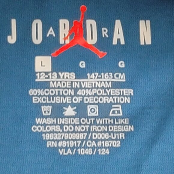 Boys Blue Jordan Jump man T-shirt  Large 12-13 Years - Picture 3 of 7